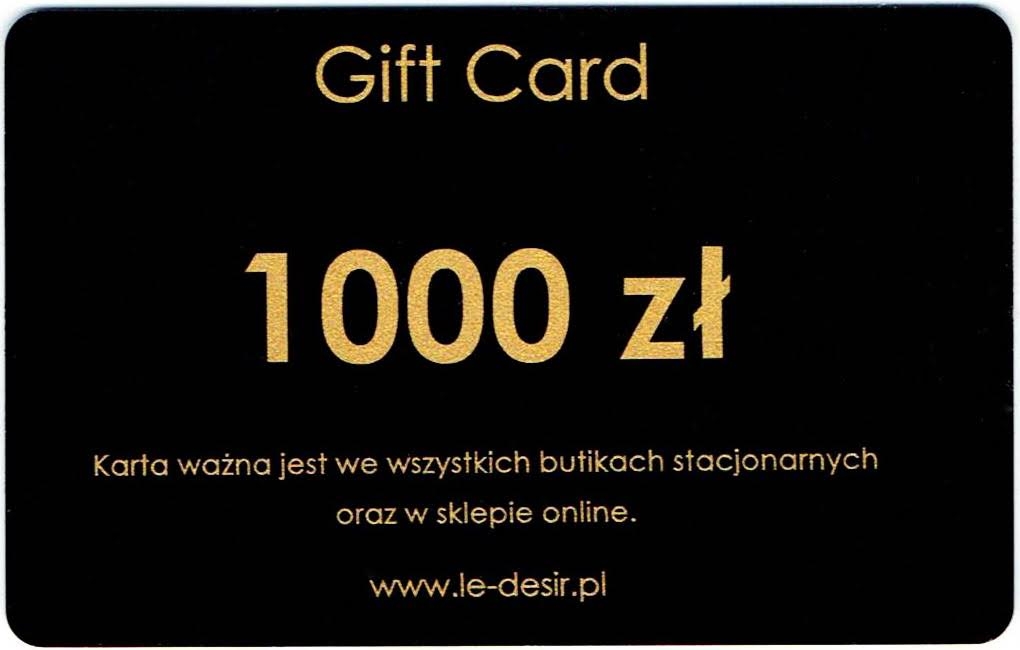 Karta podarunkowa o wartości 1000 zł. Karta podarunkowa